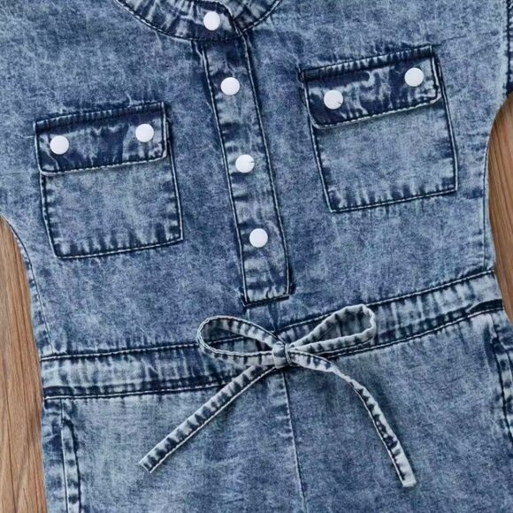 Denim Girl Romper First Birthday Winnie the Pooh clothes Pooh outfit Jumpsuit - Picture 4 of 5